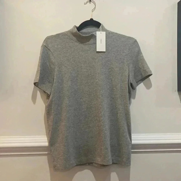 NWT Vince Mock Neck Top in H Stone Grey Sz M - Picture 2 of 9